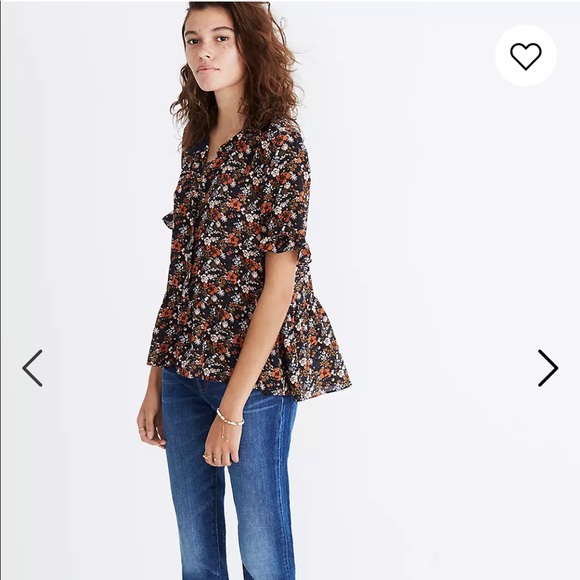 Madewell Silk Studio Ruffle-Hem Top in Prairie Blossoms size xs - Picture 3 of 9